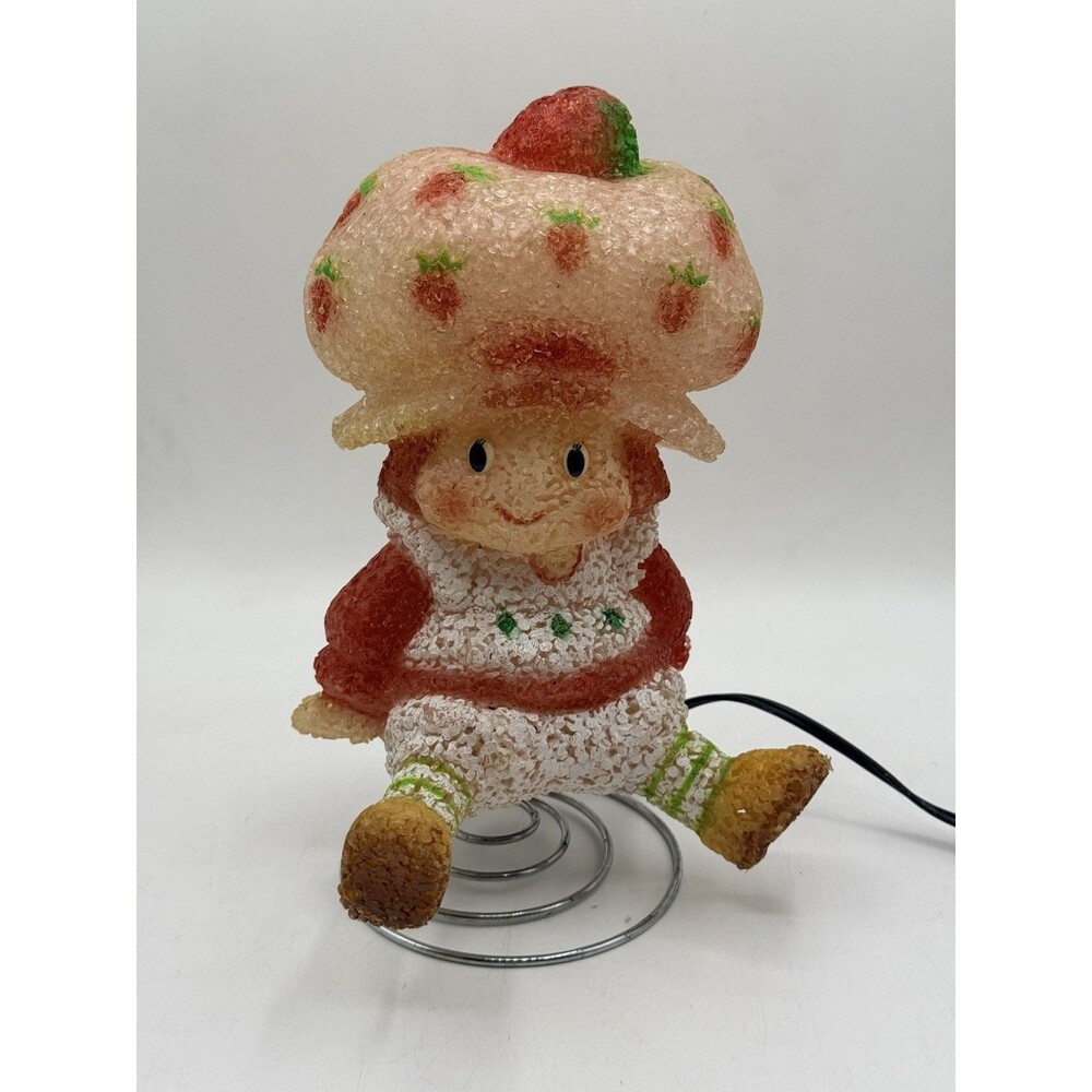 VTG Strawberry Shortcake Nightlight Lamp Popcorn Plastic on Spring Stand
